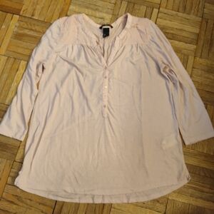 H&M Pink 3/4 Sleeve V-Neck Blouse